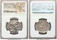 SELEUCID KINGDOM. Alexander II Zabinas (128-122 BC). AR tetradrachm (31mm, 16.49 gm, 12h). NGC Choice XF 5/5 - 4/5. Antioch. Diademed head right / ΒAΣ...