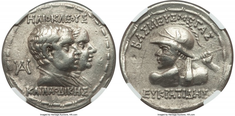 BACTRIAN KINGDOM. Eucratides I the Great (ca. 170-145 BC). AR tetradrachm (32mm,...