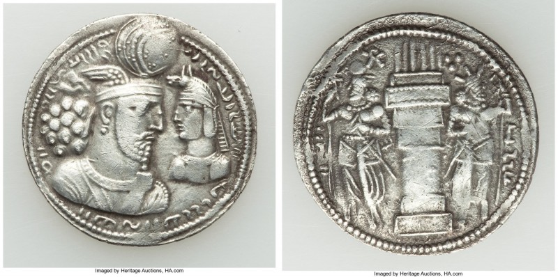 SASANIAN KINGDOM. Varhran II (AD 276-293). AR drachm (26mm, 4.35 gm, 3h). VF. Bu...