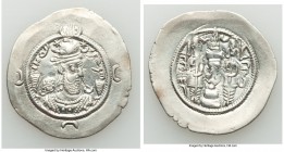 SASANIAN KINGDOM. Varhran VI (AD 590-591). AR drachm (32mm, 4.06 gm, 1h). AU. Mint WYHC (Veh-az-Antioch-Khusrau, part of the capital Ctesiphon), Regna...