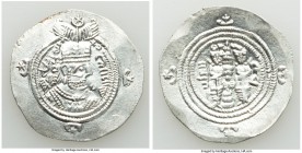 SASANIAN KINGDOM. Yazdgard III (AD 632-651). AR drachm (32mm, 4.11 gm, 3h). MS. Mint ST (Istakhr), Regnal Year 10. Crowned, bearded, bust of Yazdgard ...
