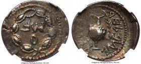 JUDAEA. Bar Kokhba Revolt (AD 132-135). AR zuz (21mm, 3.45 gm, 12h). NGC Choice XF 3/5 - 4/5. Dated Year 2 (AD 133/4). Simon (Paleo-Hebrew), legend in...