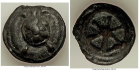 Anonymous. Ca. 230 BC. AE aes grave sextans (34mm, 38.94 gm). XF. Rome, libral standard. Tortoise with segmented shell, seen from above, on a raised c...