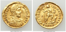 Theodosius I, Eastern Roman Empire (AD 379-395). AV solidus (20mm, 3.96 gm, 12h). VF, clipped, ex jewelry. Sirmium, 2nd officina, AD 393-395. D N THEO...