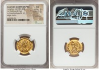 Arcadius, Eastern Roman Empire (AD 383-408). AV solidus (21mm, 4.35 gm, 11h). NGC AU 5/5 - 2/5, scratches, edge marks. Constantinople, 4th officina, A...