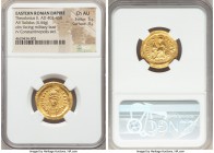 Theodosius II, Eastern Roman Empire (AD 402-450). AV solidus (22mm, 4.44 gm, 6h). NGC Choice AU 5/5 - 4/5. Constantinople, ca. AD 442-443. D N THEODOS...
