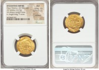 Maurice Tiberius (AD 582-602). AV lightweight solidus of 23 siliqua (22mm, 4.27 gm, 6h). NGC AU 4/5 - 3/5, crimped. Constantinople, 7th officina. o N ...