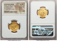 Phocas (AD 602-610). AV solidus (21mm, 4.46 gm, 7h). NGC Choice MS 4/5 - 4/5. Constantinople, 7th officina, AD 607-609. d N FOCAS-PЄRP AVG, crowned, d...