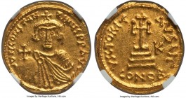 Constans II Pogonatus (AD 641-668). AV solidus (19mm, 4.44 gm, 6h). NGC MS 4/5 - 4/5. Rome mint. Dated Indictional Year 3 (644/5). ∂N CONSτAN τINЧS PP...