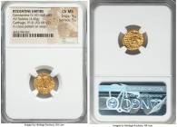 Constantine IV (AD 668-685). AV solidus (15mm, 4.45 gm, 6h). NGC Choice MS 5/5 - 5/5. Carthage, dated IY 10 (AD 681/2). D CO-AN PSP, helmeted and cuir...