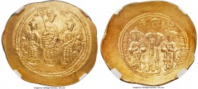 Romanus IV Diogenes (AD 1068-1071), with Eudocia, Michael VII, Constantius and Andronicus. AV histamenon nomisma (28mm, 4.42 gm, 6h). NGC Choice MS 5/...