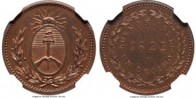 Buenos Aires. Provincial copper Proof Pattern Decimo 1822 PR65 Brown NGC, KM-Pn1. A most collectible and conditionally scarce pattern issue from the e...