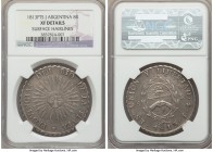 Republic 8 Reales 1813 PTS-J XF Details (Surface Hairlines) NGC, Potosi mint, KM5. A well-rendered representative throughout, the features of the sunf...