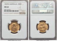 Edward VII gold Sovereign 1907-M MS64 NGC, Melbourne mint, KM15.

HID99912102018
