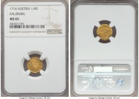 Salzburg. Franz Anton gold 1/4 Ducat 1714 MS65 NGC, KM297. A lesser-seen diminutive ducat fraction that rivals even some multiple issues in terms of i...