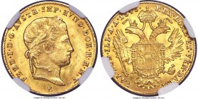 Ferdinand I gold Ducat 1848-E MS64 NGC, Karlsburg mint (in Transylvania), KM2262 (under Austria). Tied for the finest certified at NGC, effortlessly s...