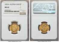 Franz Joseph I gold Ducat 1855-A MS62 NGC, Vienna mint, KM2263. A well-struck piece with flashy fields and light handling consistent with the grade.

...