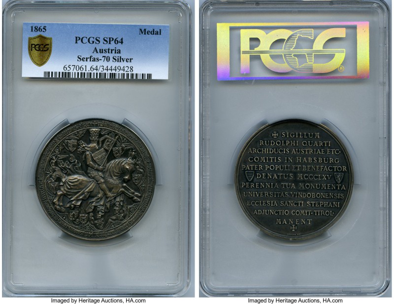Franz Joseph I silver Specimen University Medal 1865 SP64 PCGS, Serfas-70. 62.5m...