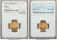 Republic gold 25 Schilling 1937 MS65 NGC, KM2856. Mintage: 7,660. A sterling representative of this scarcer type. 

HID99912102018
