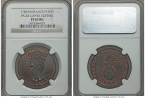 British Colony copper Proof Restrike Penny 1788 PR65 Brown NGC, KM-TnA9, Prid-20. Perfectly crisp and gorgeously reddened, granting a strong visual po...