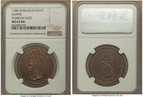 British Colony copper Penny 1788 MS63 Brown NGC, KM-Tn4, Prid-10. Narrow date variety. A genuinely phenomenal striking of the type for the assigned gr...