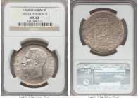 Leopold II 5 Francs 1868 MS63 NGC, KM25. Position B edge variety. A much scarcer edge variety for the issue all the more outstanding for its lofty cho...