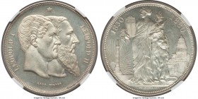 Leopold II silver Medallic 5 Francs 1880 MS65 NGC, KM-X8. A highly collectable medallic commemorative that comes significantly scarcer in silver, and ...