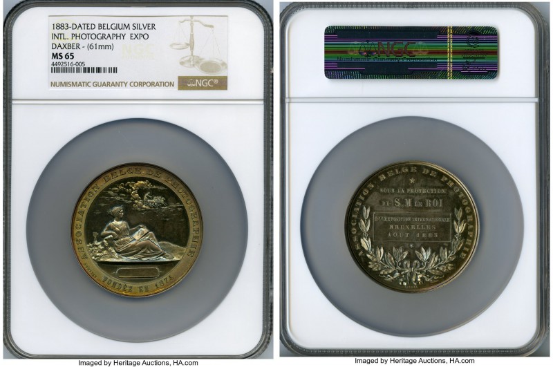Leopold II International Photography Expo Medal 1883 MS65 NGC, by L.P. Daxber & ...