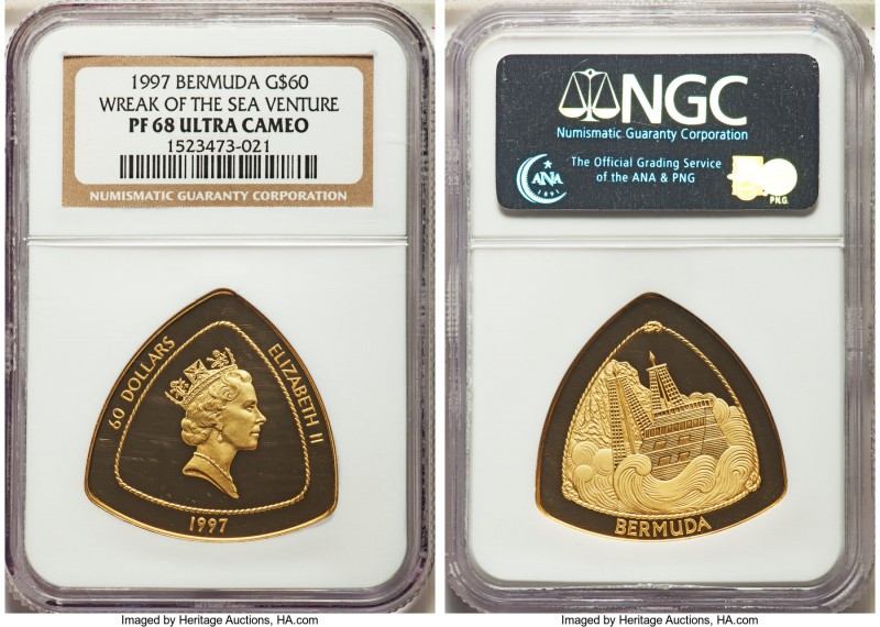 British Colony. Elizabeth II gold Proof "Wreck of the Sea Venture" 60 Dollars 19...