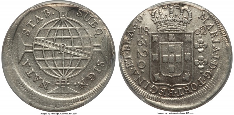 João Prince Regent Mint Error 320 Reis 1802-R AU Details (Mount Removed) PCGS, R...