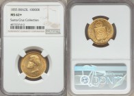 Pedro II gold 10000 Reis 1855 MS62+ NGC, KM467. Ex. Santa Cruz Collection

HID99912102018
