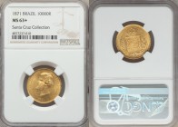 Pedro II gold 10000 Reis 1871 MS63+ NGC, KM467. Ex. Santa Cruz Collection

HID99912102018