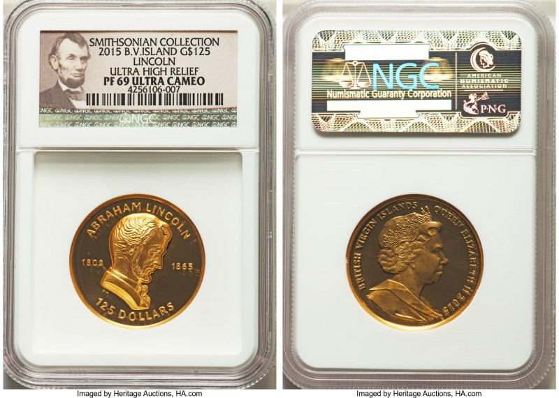 Elizabeth II gold Proof Ultra High Relief "Abraham Lincoln" 125 Dollars 2015 PR6...