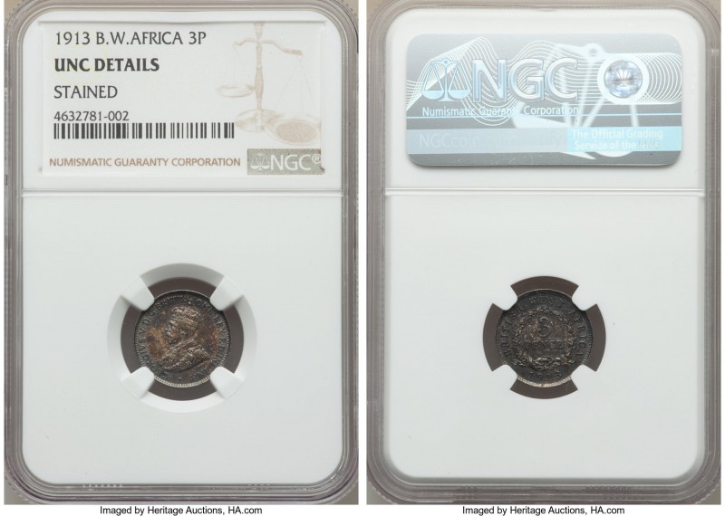 British Colony. George V Three-piece  Partial Set 1913 NGC Certified, 1) 3 Pence...