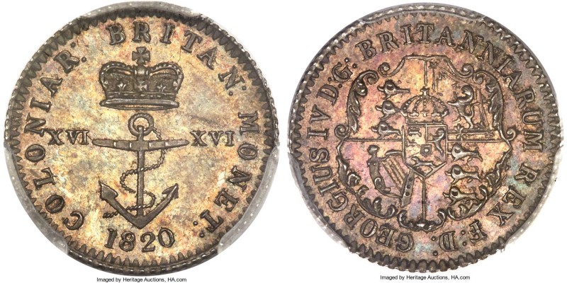 British Colony. George IV Proof 1/16 Dollar 1820 PR64 PCGS, KM1. An enchanting a...
