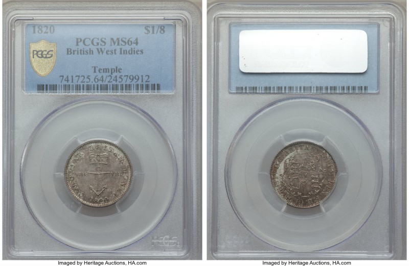 British Colony. George IV 1/8 Dollar 1820 MS64 PCGS, KM2. Certain to come highly...