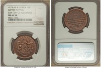Alexander I copper Pattern 10 Stotinki 1879-AB MS65 Red and Brown NGC, Brussels mint, KM-Unl. By Auguste Brichaut. The peak specimen between NGC and P...