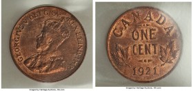 George V Cent 1921 MS64 Red ICCS,  Ottawa mint, KM28. Brightly red color intensifies around the devices and reveals very clean fields. 

HID9991210201...