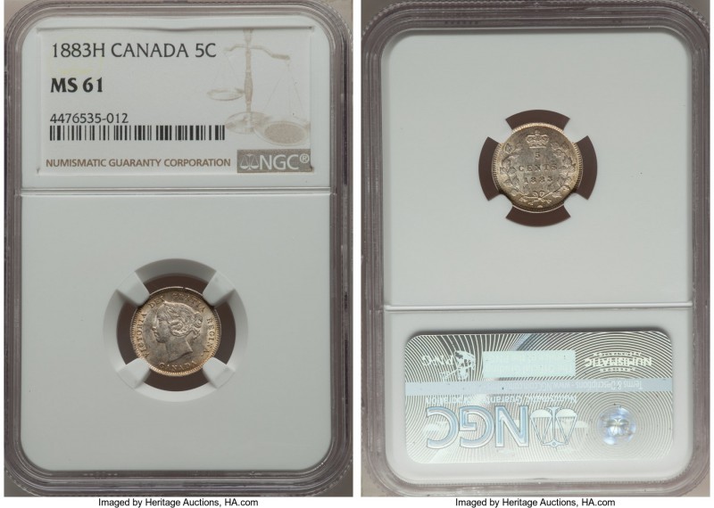 Victoria 5 Cents 1883-H MS61 NGC, KM2. Crisply struck with only minimal wisps no...