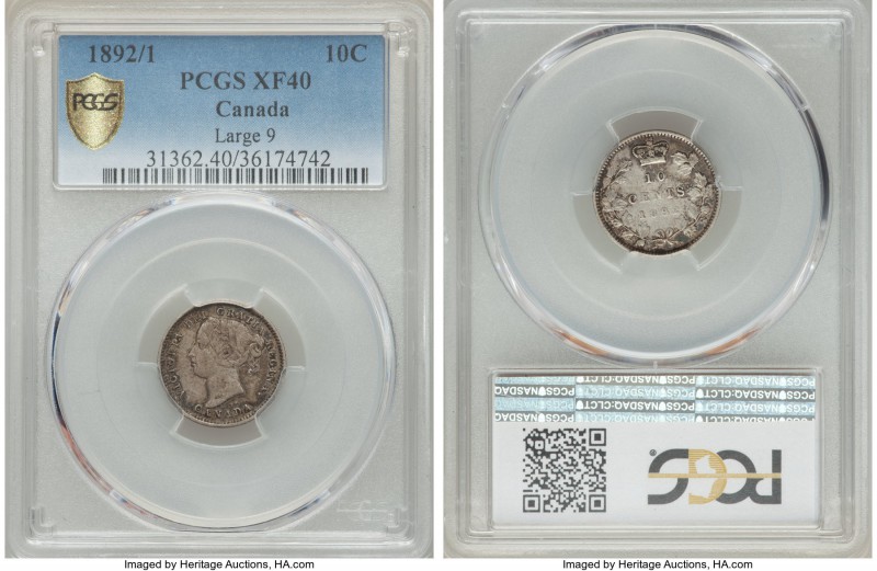 Victoria 10 Cents 1892/1 XF40 PCGS, KM3. Large 9 variety.

HID99912102018