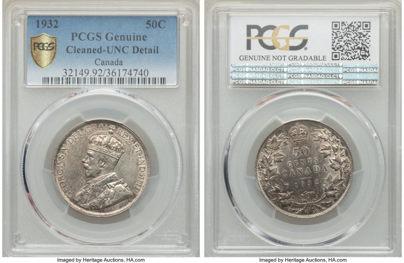 George V 50 Cents 1932 UNC Details (Cleaned) PCGS, Royal Canadian mint, KM25a.

...