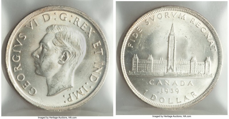 George VI Dollar 1939 MS65 ICCS,  KM38. A splendid gem lacking signs of handling...