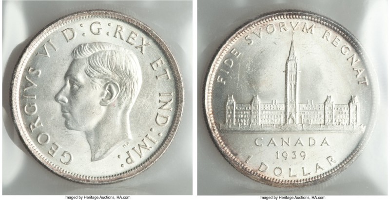 George VI Dollar 1939 MS65 ICCS,  KM38. A splendid gem with traces of die polish...