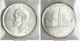 George VI Dollar 1939 MS65 ICCS,  KM38. A splendid gem with traces of die polish lines visible around the legends. 

HID99912102018