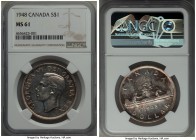 George VI Dollar 1948 MS61 NGC, Royal Canadian Mint, KM46. A most handsome and flashy representative of this integral date in the Canadian dollar seri...