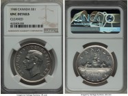 George VI Dollar 1948 UNC Details (Cleaned) NGC, Royal Canadian Mint, KM46. Apparently rather lightly cleaned, the finer points of the details all pre...