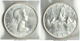 Elizabeth II Dollar 1957 MS65 ICCS,  KM54. Intensely lustrous and free of tone. 

HID99912102018