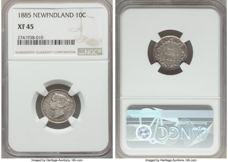 Newfoundland. Victoria 10 Cents 1885 XF45 NGC, KM3. A solid example of the type ...