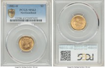 Newfoundland. Victoria gold 2 Dollars 1882-H MS63 PCGS, Heaton mint, KM5. A velvety specimen replete with die polish lines. 

HID99912102018