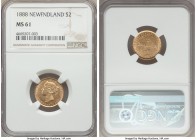 Newfoundland. Victoria gold 2 Dollars 1888 MS61 NGC, KM5. A pleasant type featuring thick die polish lines.

HID99912102018